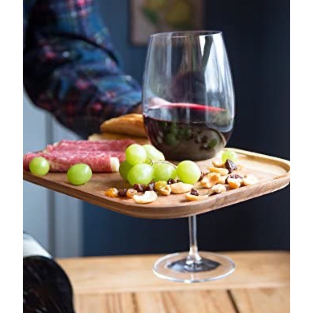 Set of 4 Teak Wood WINE & DINE PLATTERS TRAY
